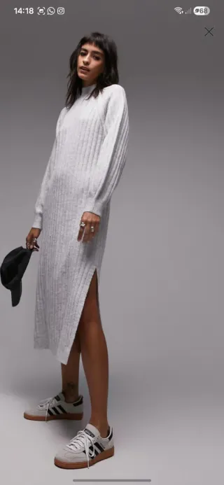 Vestido Topshop punto gris