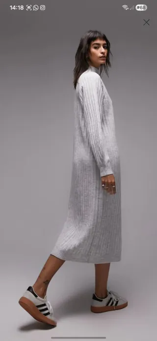 Vestido Topshop punto gris