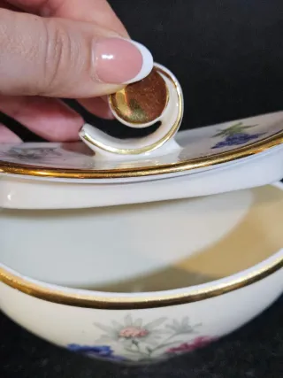 Azucarero Porcelana Bávara Dorado