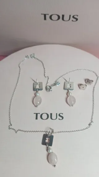 Conjunto Tous Plata y Piedra Rosa cuarzo Comfeti