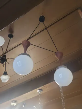 Lampada sospensione Stilnovo teak anni '50