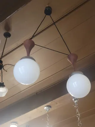 Lampada sospensione Stilnovo teak anni '50