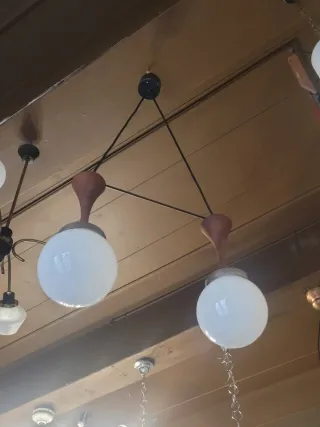 Lampada sospensione Stilnovo teak anni '50