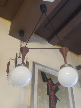 Lampada sospensione Stilnovo teak anni '50