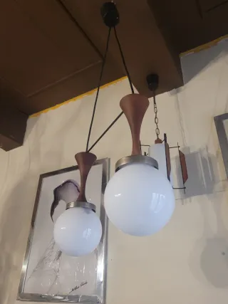 Lampada sospensione Stilnovo teak anni '50