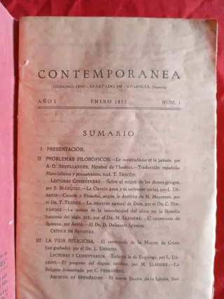 Revista contemporánea año 1 numero 1 ,1933