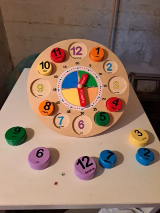 Orologio didattico in legno numeri e ore