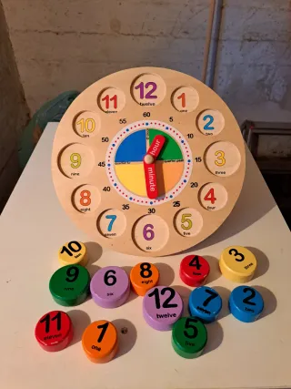 Orologio didattico in legno numeri e ore