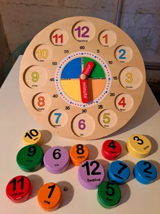 Orologio didattico in legno numeri e ore