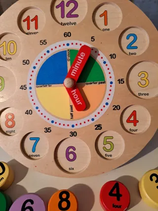 Orologio didattico in legno numeri e ore