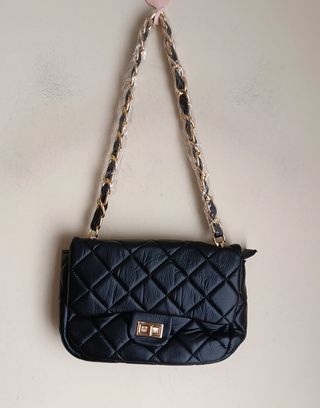 Bolso negro y dorado elegante nuevo 30x20x8