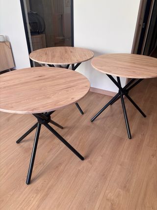 Mesas redondas madera y metal