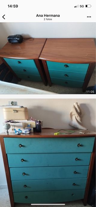 regalo Mesitas de noche de madera y  comoda