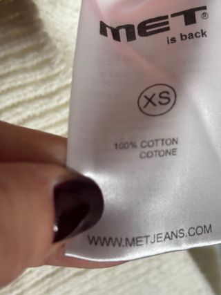 Felpa MET bianca con strass e maglia