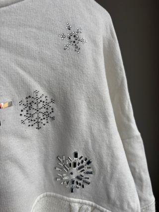 Felpa MET bianca con strass e maglia