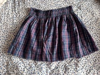 Falda corta cuadros azul y rosa