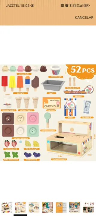 Juego Mesa Helados Madera Niños