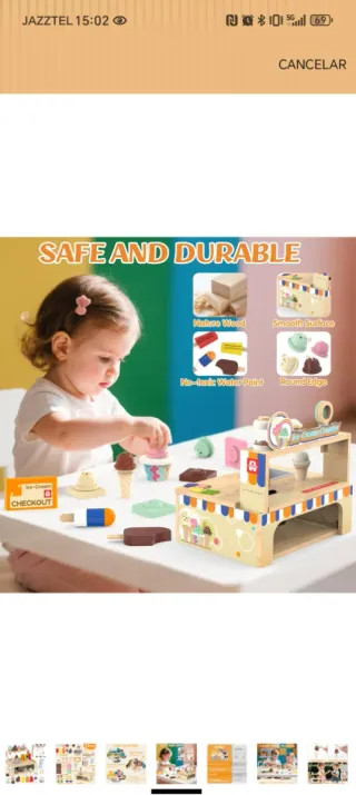 Juego Mesa Helados Madera Niños