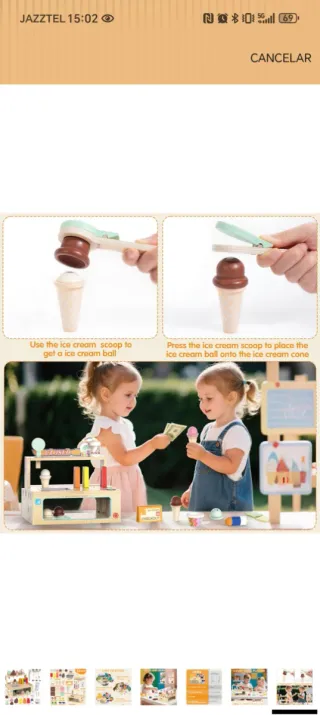 Juego Mesa Helados Madera Niños