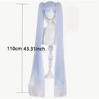 Peluca azul corta + 2 ponytails 110 cm / 43,31"