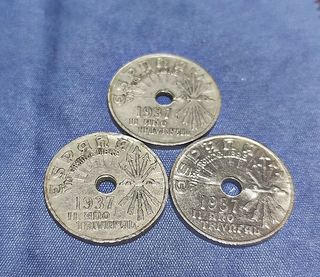 3 Monedas 25 Céntimos 1937