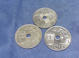 3 Monedas 25 Céntimos 1937