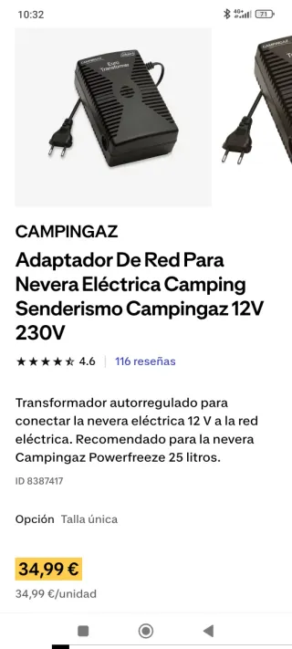 Convertidor Campingaz 220V a 12V