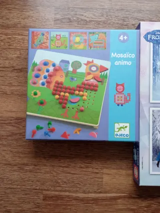 2 Puzzles Frozen + Juego Mosaico Djeco