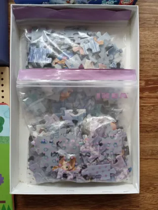 2 Puzzles Frozen + Juego Mosaico Djeco