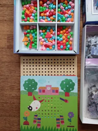 2 Puzzles Frozen + Juego Mosaico Djeco