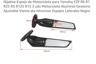Espejos Laterales Moto Aluminio Negro