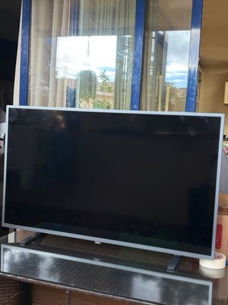 TV grande formato + soporte para colgar | Funciona