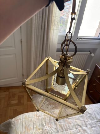 Juego de 2 lámparas Farol Cristal Grabado Dorado