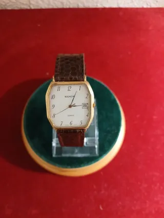 Reloj Edox Cuarzo Dorado Correa Marrón