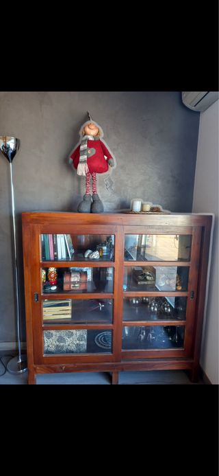 Vitrina vintage madera y cristal
