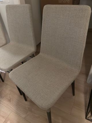 4 Sillas Comedor Tela Beige