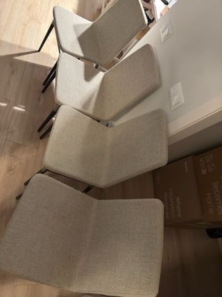 4 Sillas Comedor Tela Beige