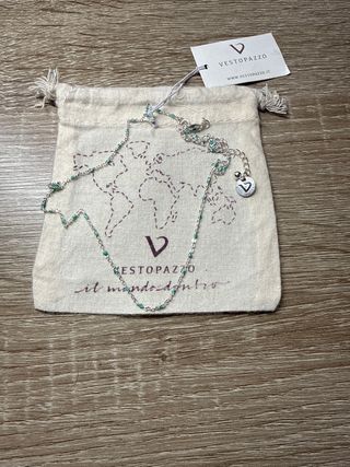 Collar Vestopazzo plata y turquesa