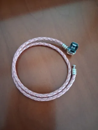 Pulsera Cuero Trenzado Pandora Rosa