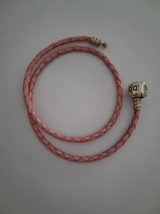 Pulsera Cuero Trenzado Pandora Rosa