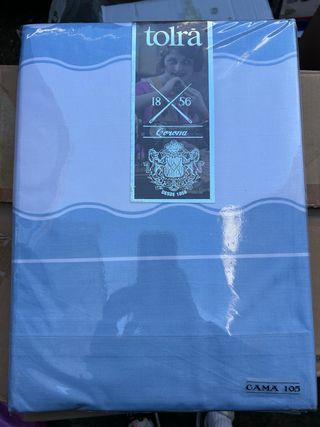 Juego de sábanas Tolrà Corona azul y blanco