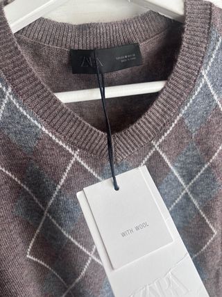Jersey Zara cuello pico rombos M