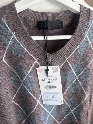 Jersey Zara cuello pico rombos M