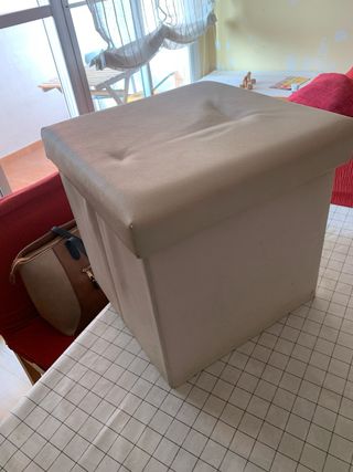 Puff baúl polipiel beige
