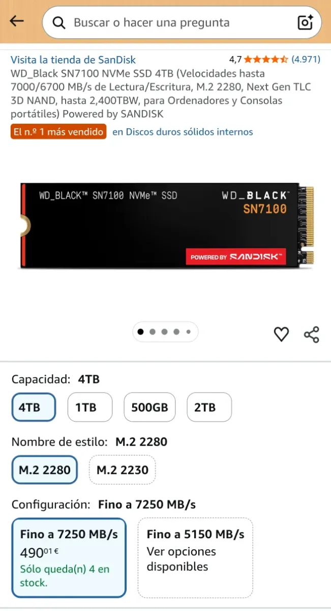 WD_BLACK SN7100 4TB NVMe SSD PCIe Gen4 afbeelding 4