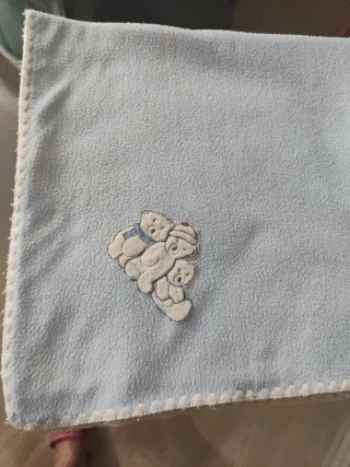 Manta de cuna azul con ositos