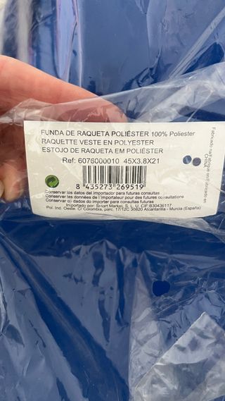 Funda Raqueta Poliéster Azul 45X3.8X21