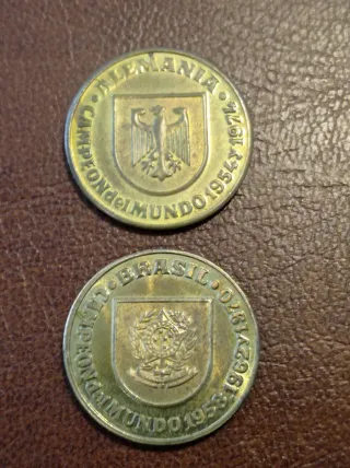 Pareja monedas conmemorativas Mundial