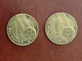Pareja monedas conmemorativas Mundial
