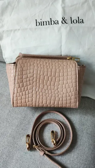 Bolso Bimba y Lola Piel Cocodrilo Rosa y Dorado